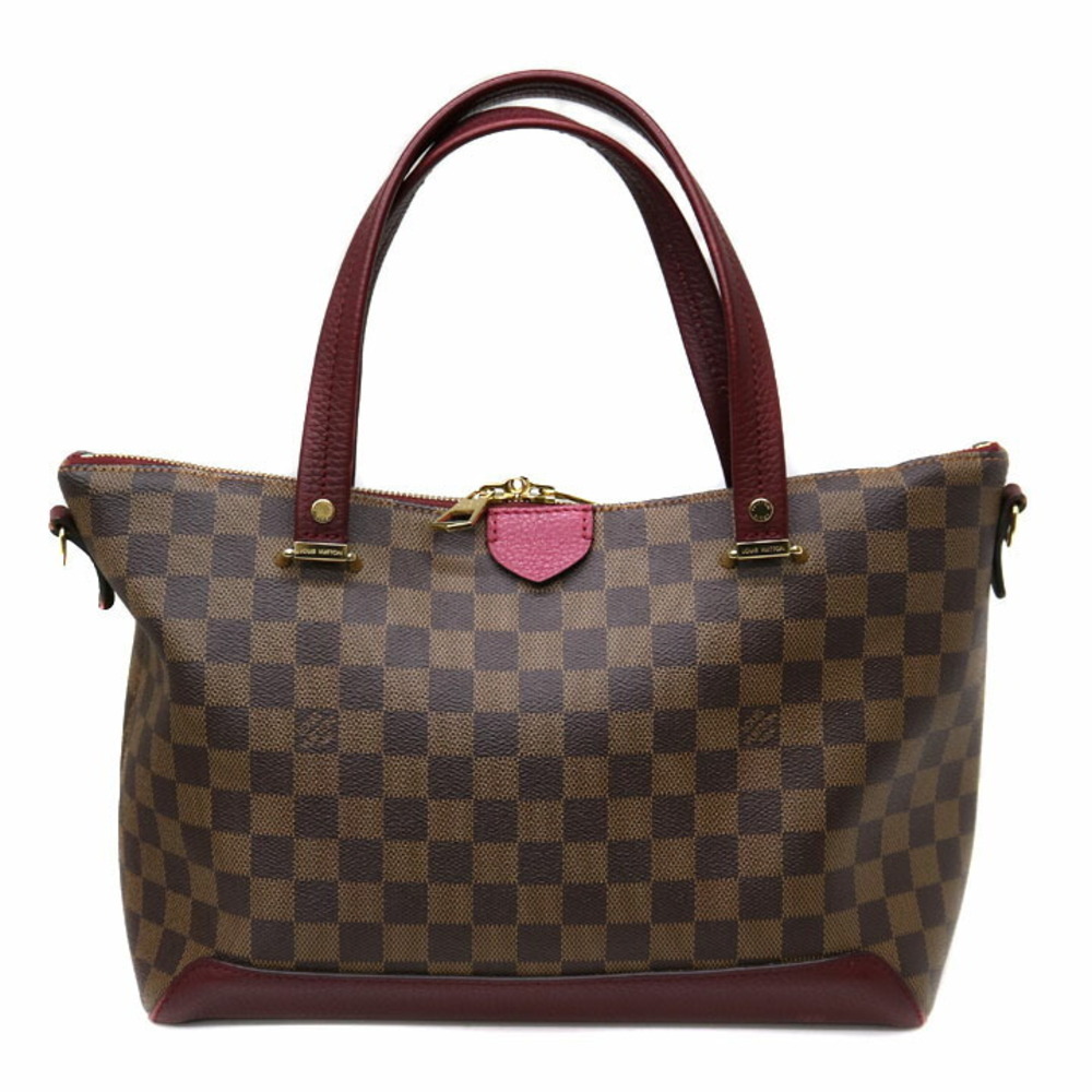 LOUIS VUITTON Hyde Park Handbag Shoulder Bag Damier Ebene Brown Fuchsia Pink